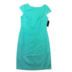 ALYX Dress Womens 8 Green Teal Short Sleeve Stretch Twill Seafoam Midi Solid NWT